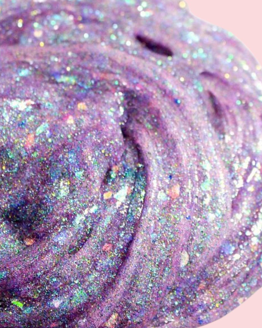 Close-up of glittery purple slime being mixed for the Slime Bar upgrade